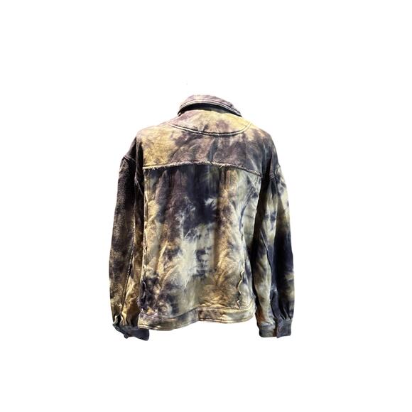 POL Tie-Dyed LS Boxy Button Front Jersey Jacket Black Green, Size Lg, EUC - Picture 2 of 5